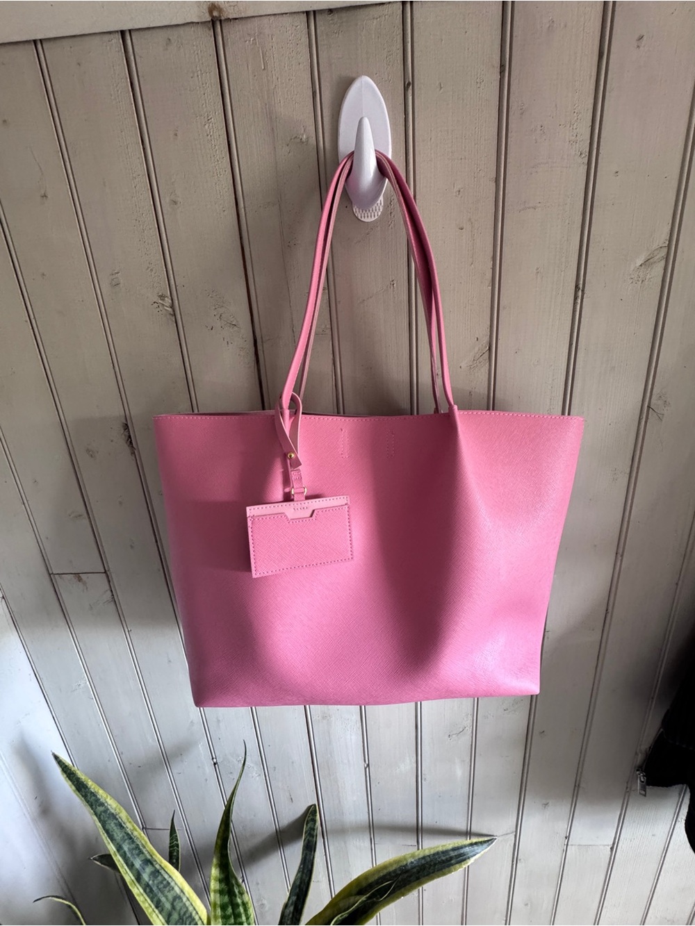 Indigo Pink Faux Leather Tote Bag + Matching Cardholder